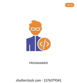 2 color Programmer concept vector icon. isolated two color Programmer vector sign symbol designed with blue and orange colors can be use for web, mobile and logo. eps 10.