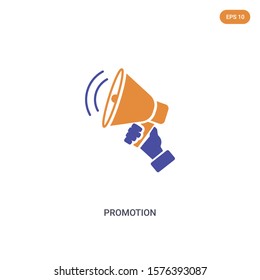 2 color Promotion concept vector icon. isolated two color Promotion vector sign symbol designed with blue and orange colors can be use for web, mobile and logo. eps 10.