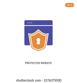 2 color Protected website concept vector icon. isolated two color Protected website vector sign symbol designed with blue and orange colors can be use for web, mobile and logo. eps 10.
