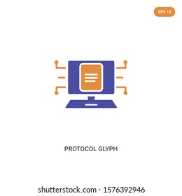 2 color protocol glyph concept vector icon. isolated two color protocol glyph vector sign symbol designed with blue and orange colors can be use for web, mobile and logo. eps 10.