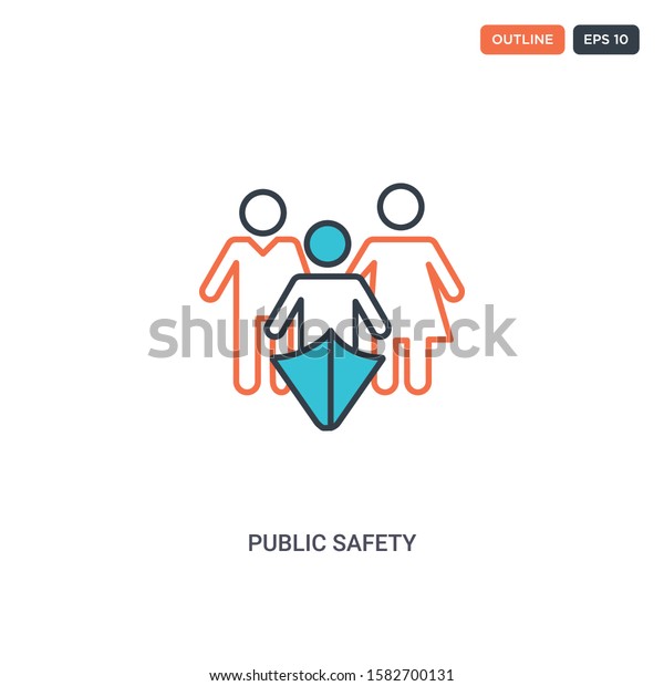 2 color Public Safety\
concept line vector icon. isolated two colored Public Safety\
outline icon with blue and red colors can be use for web, mobile.\
Stroke line eps 10.