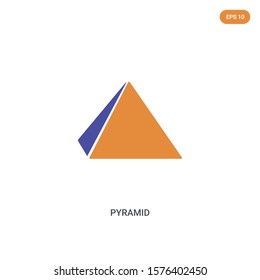 2 color Pyramid concept vector icon. isolated two color Pyramid vector sign symbol designed with blue and orange colors can be use for web, mobile and logo. eps 10.