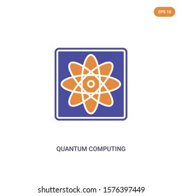 2 color Quantum computing concept vector icon. isolated two color Quantum computing vector sign symbol designed with blue and orange colors can be use for web, mobile and logo. eps 10.