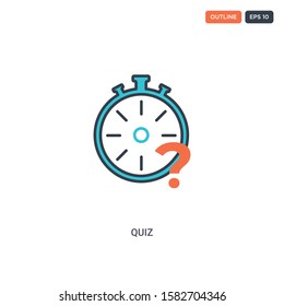 2 color quiz concept line vector icon. isolated two colored quiz outline icon with blue and red colors can be use for web, mobile. Stroke line eps 10.
