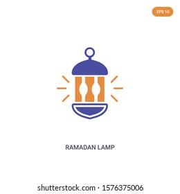 2 color ramadan lamp concept vector icon. isolated two color ramadan lamp vector sign symbol designed with blue and orange colors can be use for web, mobile and logo. eps 10.