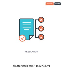 2 color regulation concept line vector icon. isolated two colored regulation outline icon with blue and red colors can be use for web, mobile. Stroke line eps 10.