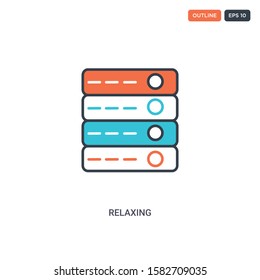 2 color Relaxing concept line vector icon. isolated two colored Relaxing outline icon with blue and red colors can be use for web, mobile. Stroke line eps 10.