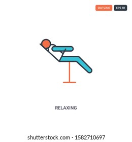 2 color Relaxing concept line vector icon. isolated two colored Relaxing outline icon with blue and red colors can be use for web, mobile. Stroke line eps 10.