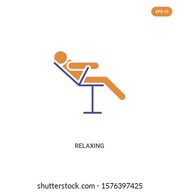 2 color Relaxing concept vector icon. isolated two color Relaxing vector sign symbol designed with blue and orange colors can be use for web, mobile and logo. eps 10.