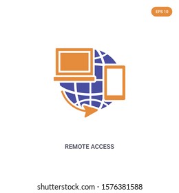 2 color Remote access concept vector icon. isolated two color Remote access vector sign symbol designed with blue and orange colors can be use for web, mobile and logo. eps 10.