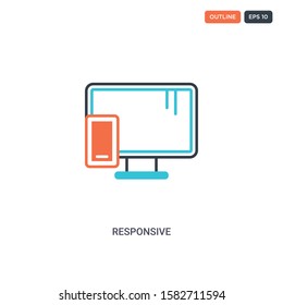 2 color Responsive concept line vector icon. isolated two colored Responsive outline icon with blue and red colors can be use for web, mobile. Stroke line eps 10.