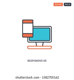 2 color responsive de concept line vector icon. isolated two colored responsive de outline icon with blue and red colors can be use for web, mobile. Stroke line eps 10.