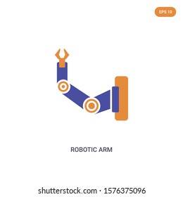 2 color robotic arm concept vector icon. isolated two color robotic arm vector sign symbol designed with blue and orange colors can be use for web, mobile and logo. eps 10.