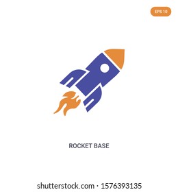 2 color rocket base concept vector icon. isolated two color rocket base vector sign symbol designed with blue and orange colors can be use for web, mobile and logo. eps 10.