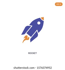 2 color Rocket concept vector icon. isolated two color Rocket vector sign symbol designed with blue and orange colors can be use for web, mobile and logo. eps 10.