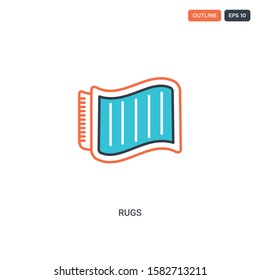 2 color Rugs concept line vector icon. isolated two colored Rugs outline icon with blue and red colors can be use for web, mobile. Stroke line eps 10.
