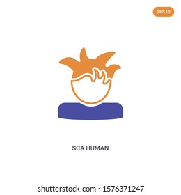 2 color sca human concept vector icon. isolated two color sca human vector sign symbol designed with blue and orange colors can be use for web, mobile and logo. eps 10.