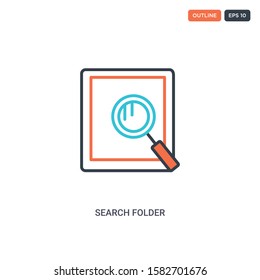2 color search folder concept line vector icon. isolated two colored search folder outline icon with blue and red colors can be use for web, mobile. Stroke line eps 10.