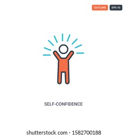 2 color Self-Confidence concept line vector icon. isolated two colored Self-Confidence outline icon with blue and red colors can be use for web, mobile. Stroke line eps 10.