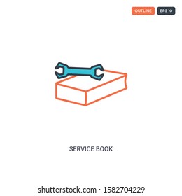 2 color service book concept line vector icon. isolated two colored service book outline icon with blue and red colors can be use for web, mobile. Stroke line eps 10.