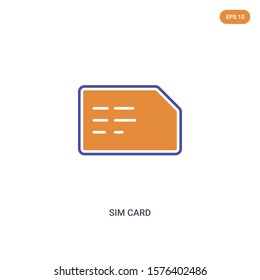 2 color Sim card concept vector icon. isolated two color Sim card vector sign symbol designed with blue and orange colors can be use for web, mobile and logo. eps 10.