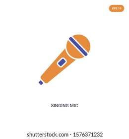 2 color Singing mic concept vector icon. isolated two color Singing mic vector sign symbol designed with blue and orange colors can be use for web, mobile and logo. eps 10.