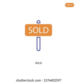 2 color Sold concept vector icon. isolated two color Sold vector sign symbol designed with blue and orange colors can be use for web, mobile and logo. eps 10.