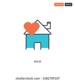 2 color Solid concept line vector icon. isolated two colored Solid outline icon with blue and red colors can be use for web, mobile. Stroke line eps 10.