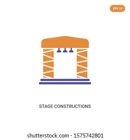 2 color Stage constructions concept vector icon. isolated two color Stage constructions vector sign symbol designed with blue and orange colors can be use for web, mobile and logo. eps 10.
