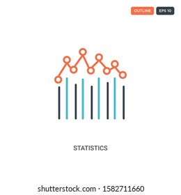 2 color statistics concept line vector icon. isolated two colored statistics outline icon with blue and red colors can be use for web, mobile. Stroke line eps 10.