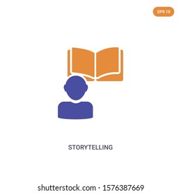 2 color storytelling concept vector icon. isolated two color storytelling vector sign symbol designed with blue and orange colors can be use for web, mobile and logo. eps 10.