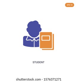 2 color Student concept vector icon. isolated two color Student vector sign symbol designed with blue and orange colors can be use for web, mobile and logo. eps 10.