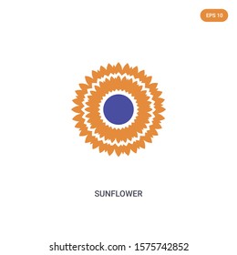 2 color Sunflower concept vector icon. isolated two color Sunflower vector sign symbol designed with blue and orange colors can be use for web, mobile and logo. eps 10.