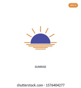 2 color Sunrise concept vector icon. isolated two color Sunrise vector sign symbol designed with blue and orange colors can be use for web, mobile and logo. eps 10.