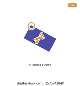 2 color Support Ticket concept vector icon. isolated two color Support Ticket vector sign symbol designed with blue and orange colors can be use for web, mobile and logo. eps 10.