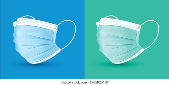 2 farbige chirurgische Maske einzeln auf Vektorillustration