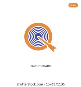 2 color target board concept vector icon. isolated two color target board vector sign symbol designed with blue and orange colors can be use for web, mobile and logo. eps 10.
