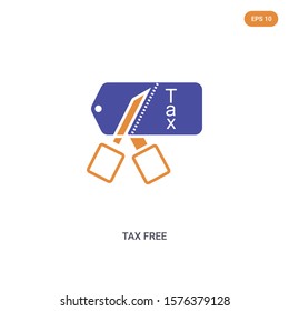 2 color Tax free concept vector icon. isolated two color Tax free vector sign symbol designed with blue and orange colors can be use for web, mobile and logo. eps 10.