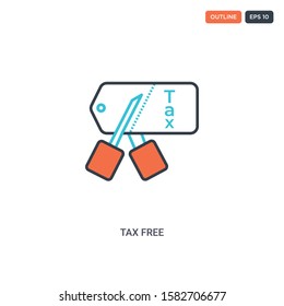 2 color Tax free concept line vector icon. isolated two colored Tax free outline icon with blue and red colors can be use for web, mobile. Stroke line eps 10.
