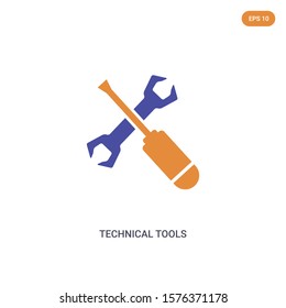 2 color technical tools concept vector icon. isolated two color technical tools vector sign symbol designed with blue and orange colors can be use for web, mobile and logo. eps 10.