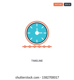 2 color Timeline concept line vector icon. isolated two colored Timeline outline icon with blue and red colors can be use for web, mobile. Stroke line eps 10.