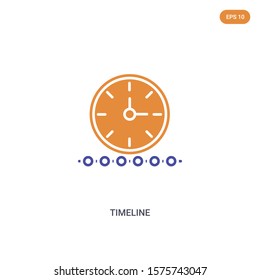 2 color Timeline concept vector icon. isolated two color Timeline vector sign symbol designed with blue and orange colors can be use for web, mobile and logo. eps 10.