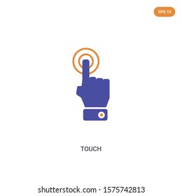 2 color Touch concept vector icon. isolated two color Touch vector sign symbol designed with blue and orange colors can be use for web, mobile and logo. eps 10.