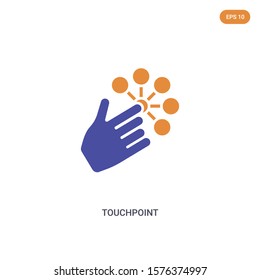 2 color Touch point concept vector icon. isolated two color Touch point vector sign symbol designed with blue and orange colors can be use for web, mobile and logo. eps 10.