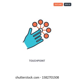 2 color Touch point concept line vector icon. isolated two colored Touch point outline icon with blue and red colors can be use for web, mobile. Stroke line eps 10.