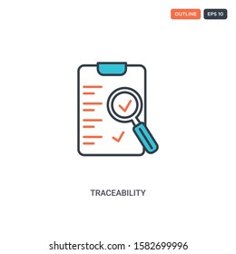 2 color Traceability concept line vector icon. isolated two colored Traceability outline icon with blue and red colors can be use for web, mobile. Stroke line eps 10.