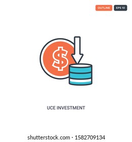 2 color uce investment concept line vector icon. isolated two colored uce investment outline icon with blue and red colors can be use for web, mobile. Stroke line eps 10.
