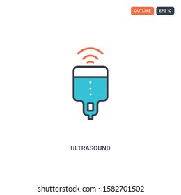 2 color Ultrasound concept line vector icon. isolated two colored Ultrasound outline icon with blue and red colors can be use for web, mobile. Stroke line eps 10.