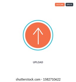 2 color Upload concept line vector icon. isolated two colored Upload outline icon with blue and red colors can be use for web, mobile. Stroke line eps 10.