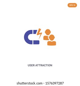 2 color user attraction base concept vector icon. isolated two color user attraction base vector sign symbol designed with blue and orange colors can be use for web, mobile and logo. eps 10.